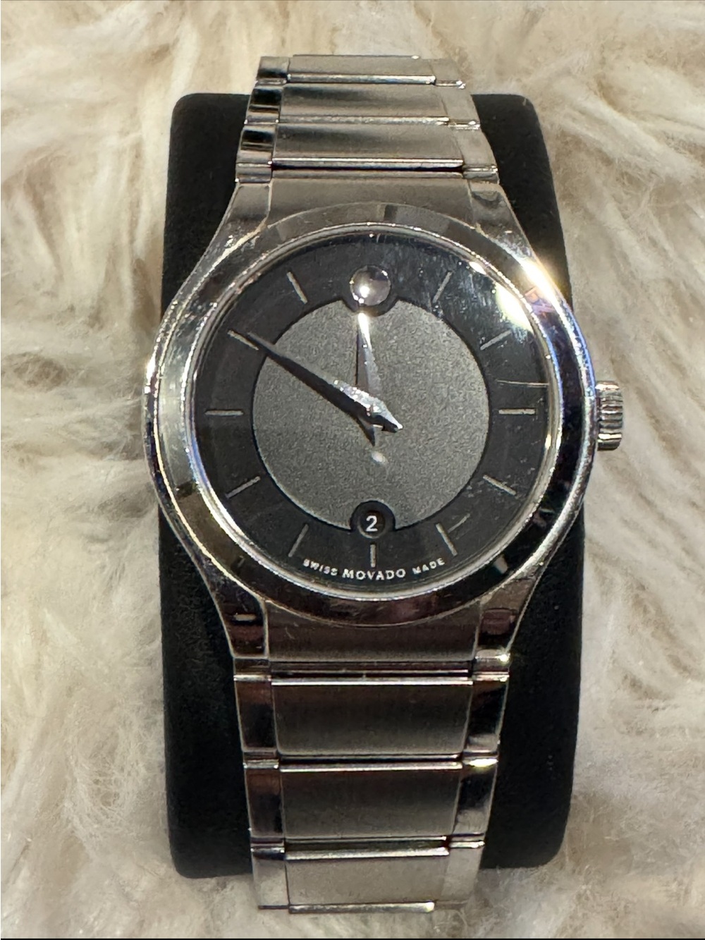 Movado Swiss Made Stainless Steel Wristwatch Sapphire Crystal